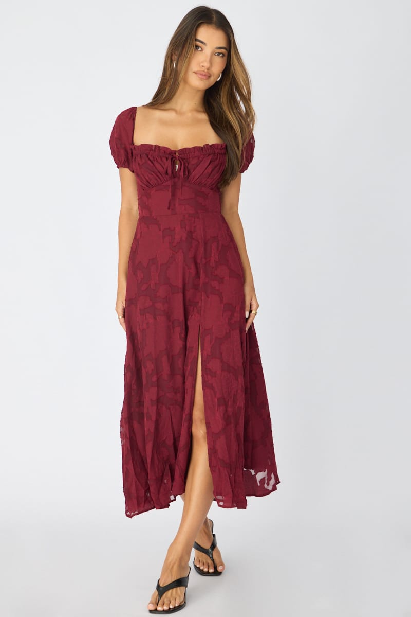 strapless open back dress Asymmetrical Cherry Red Spaghetti Straps Pleats Wedding Guest Dress main image 0