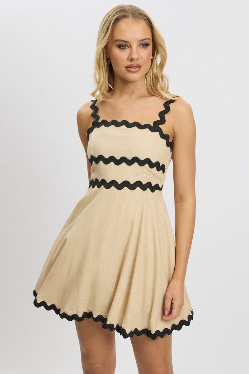 Beige Fit And Flare Dress Ric Rac Mini for Ally Fashion