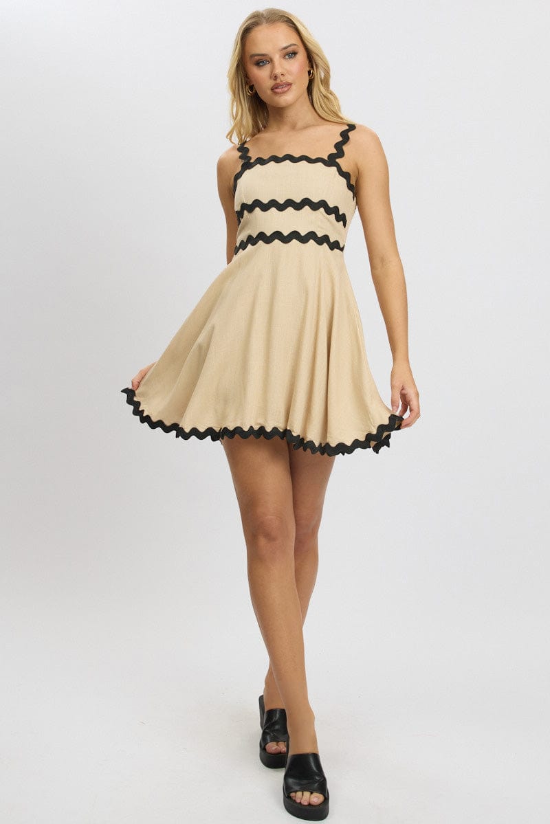 Beige Fit And Flare Dress Ric Rac Mini for Ally Fashion