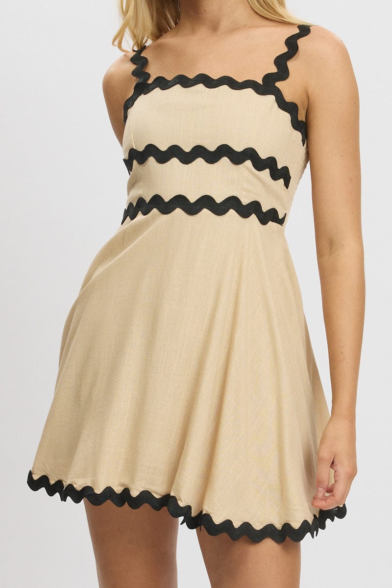 Beige Fit And Flare Dress Ric Rac Mini for Ally Fashion