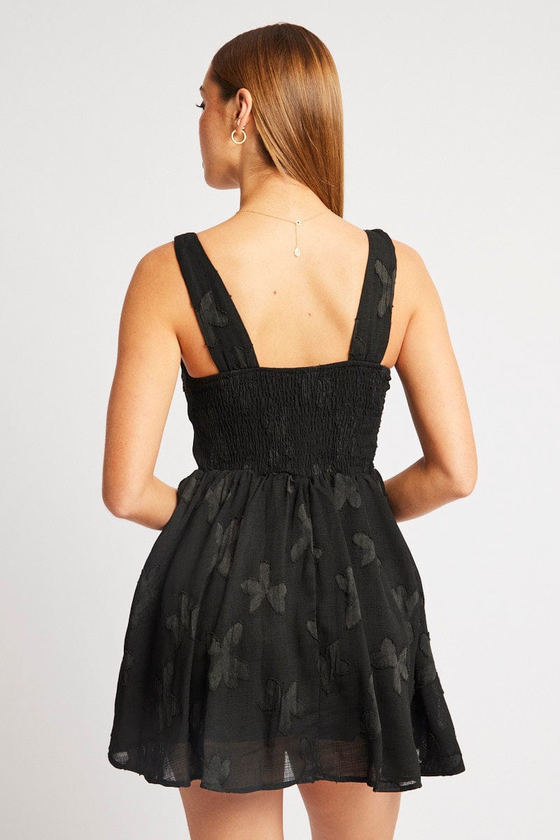 Black Fit And Flare Dress Mini Burn Out for Ally Fashion