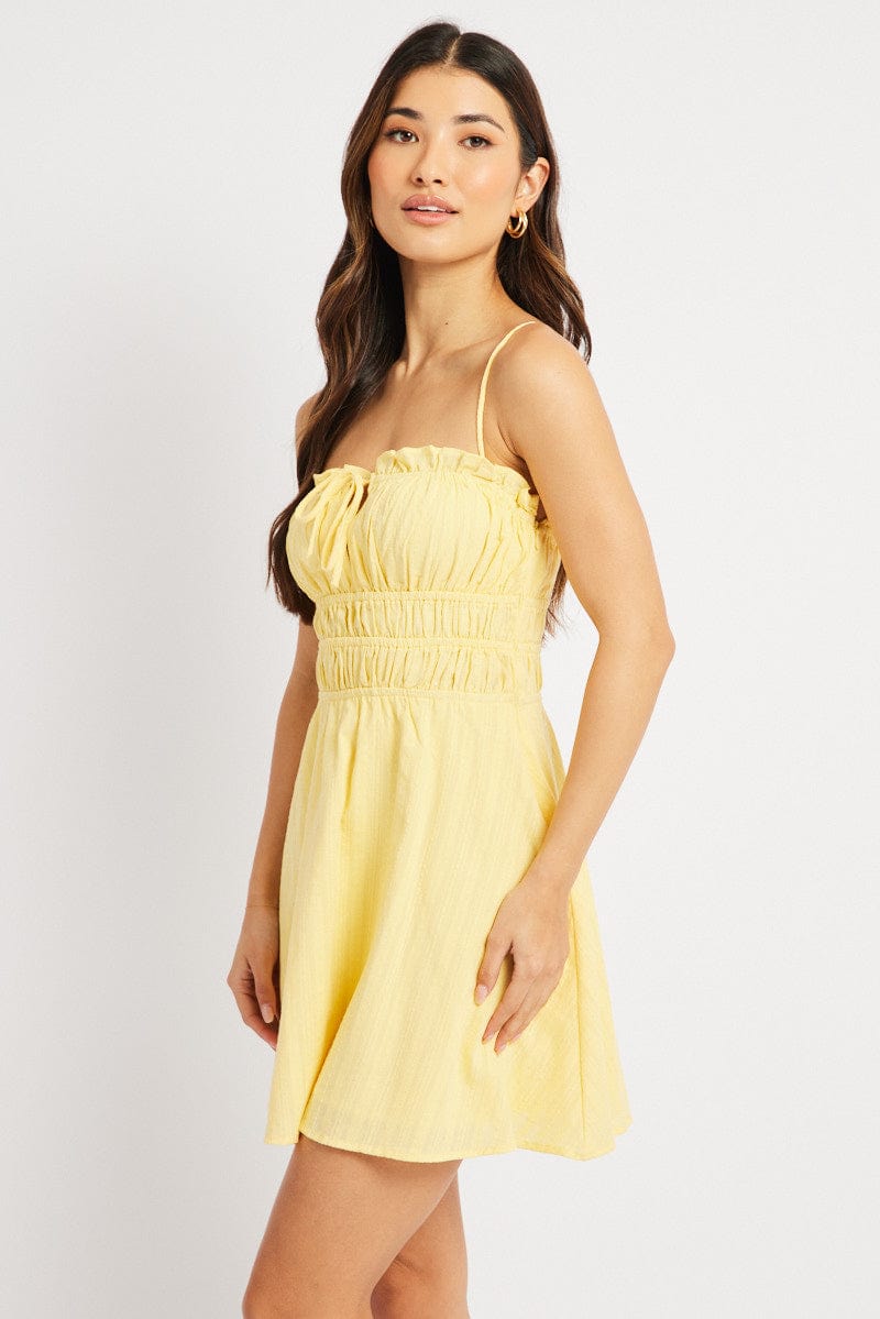 Yellow Fit And Flare Dress Mini for Ally Fashion