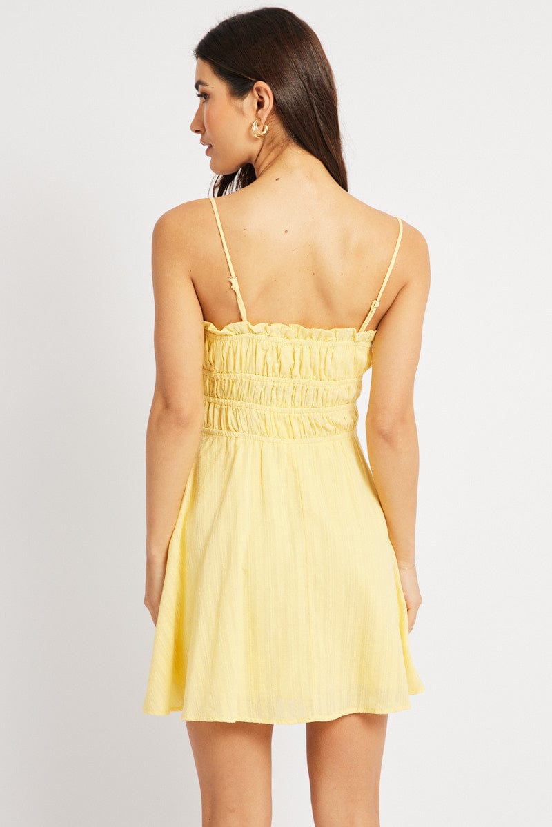 Yellow Fit And Flare Dress Mini for Ally Fashion