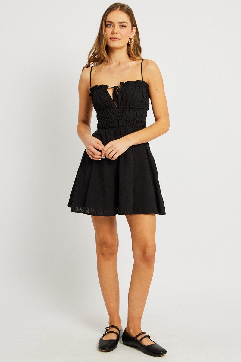 Black Fit And Flare Dress Mini for Ally Fashion