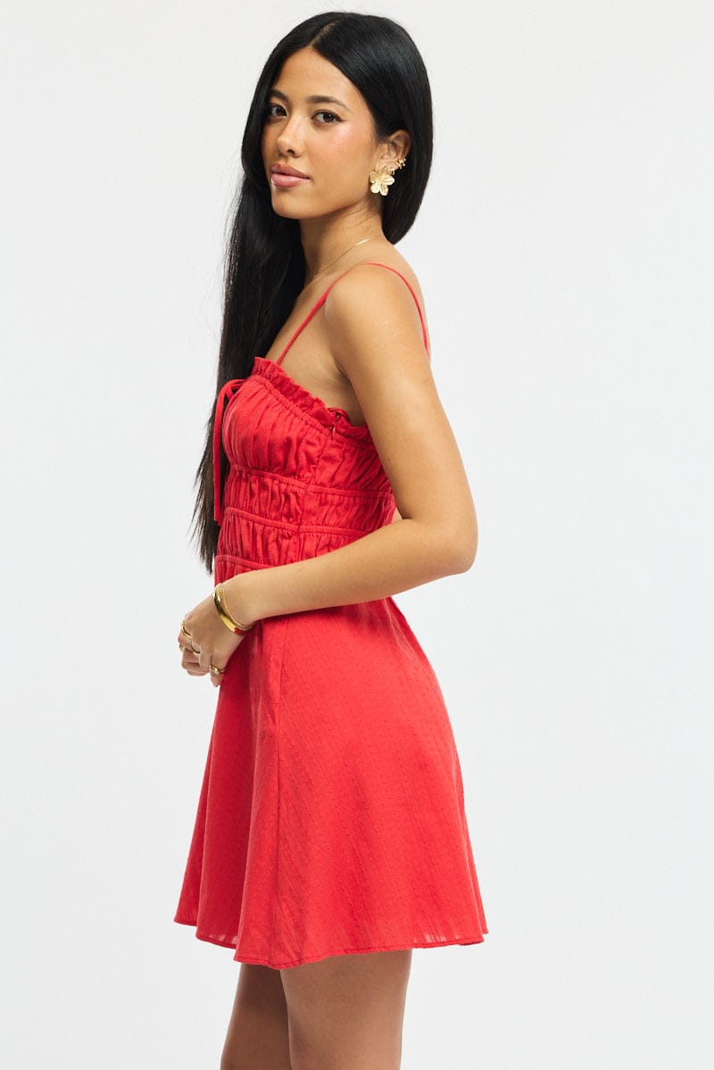 Red Fit And Flare Dress Mini for Ally Fashion