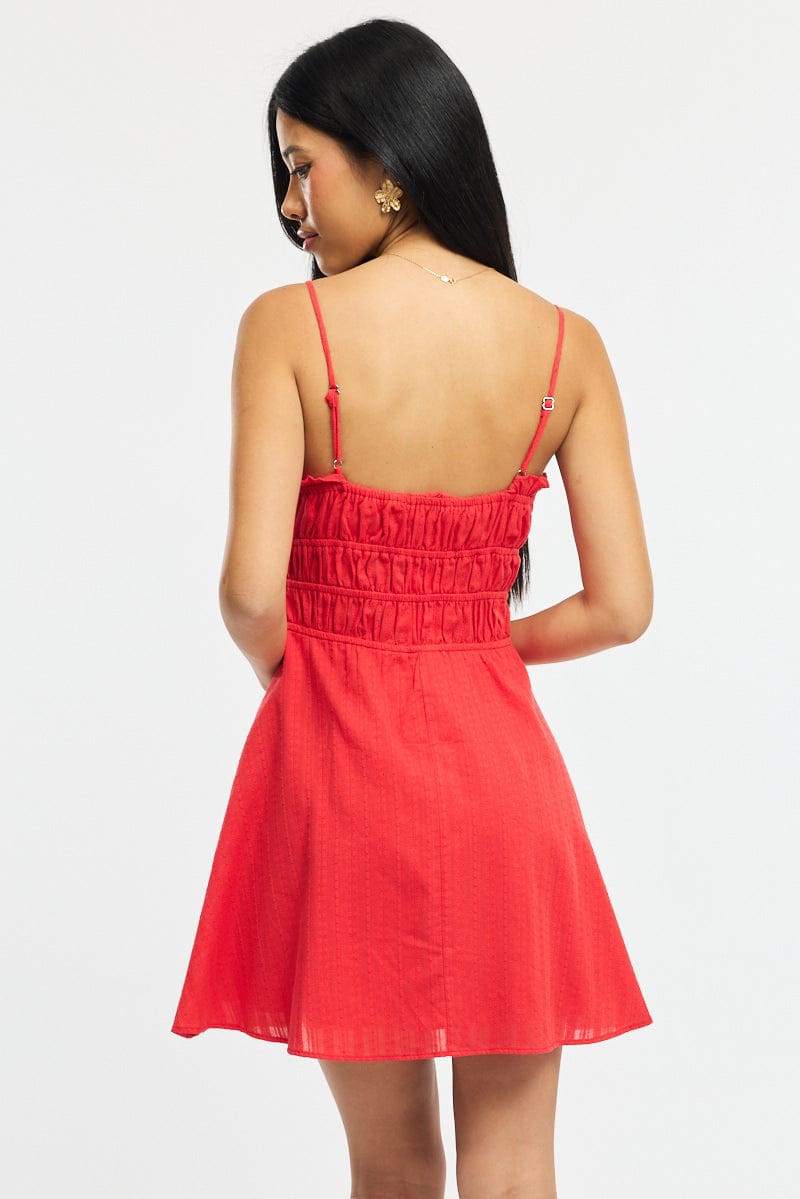 Red Fit And Flare Dress Mini