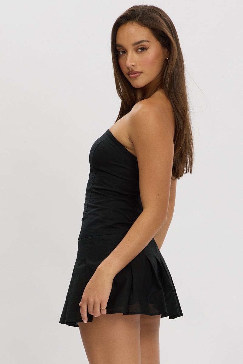 Black Strapless Mini Dress for Ally Fashion