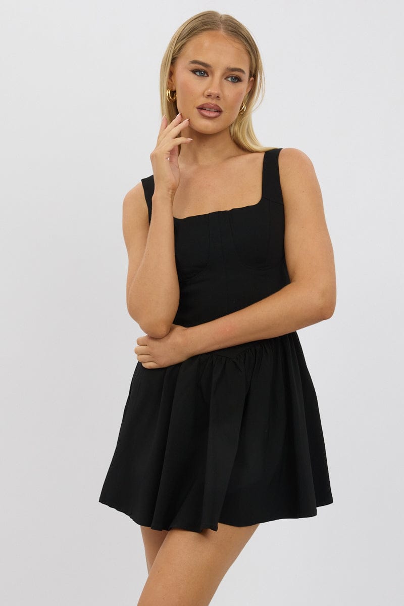 Black Fit And Flare Dress Mini for Ally Fashion