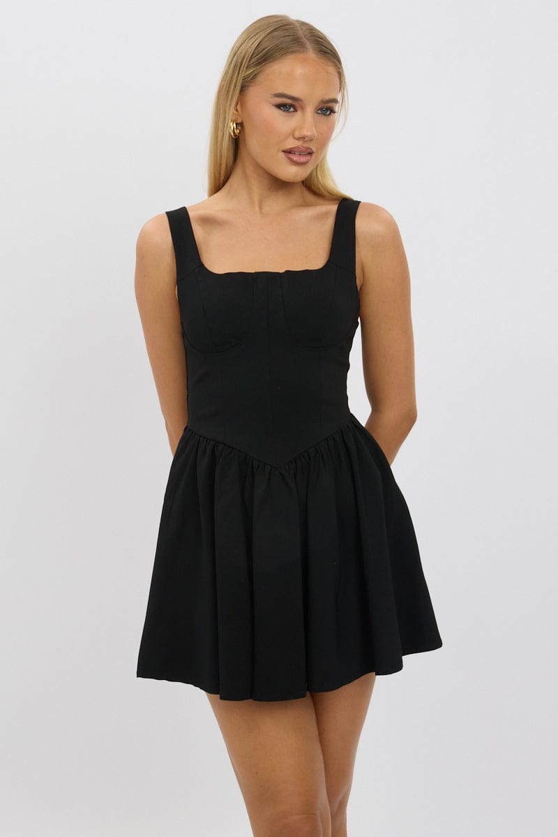 Black Fit And Flare Dress Mini for Ally Fashion