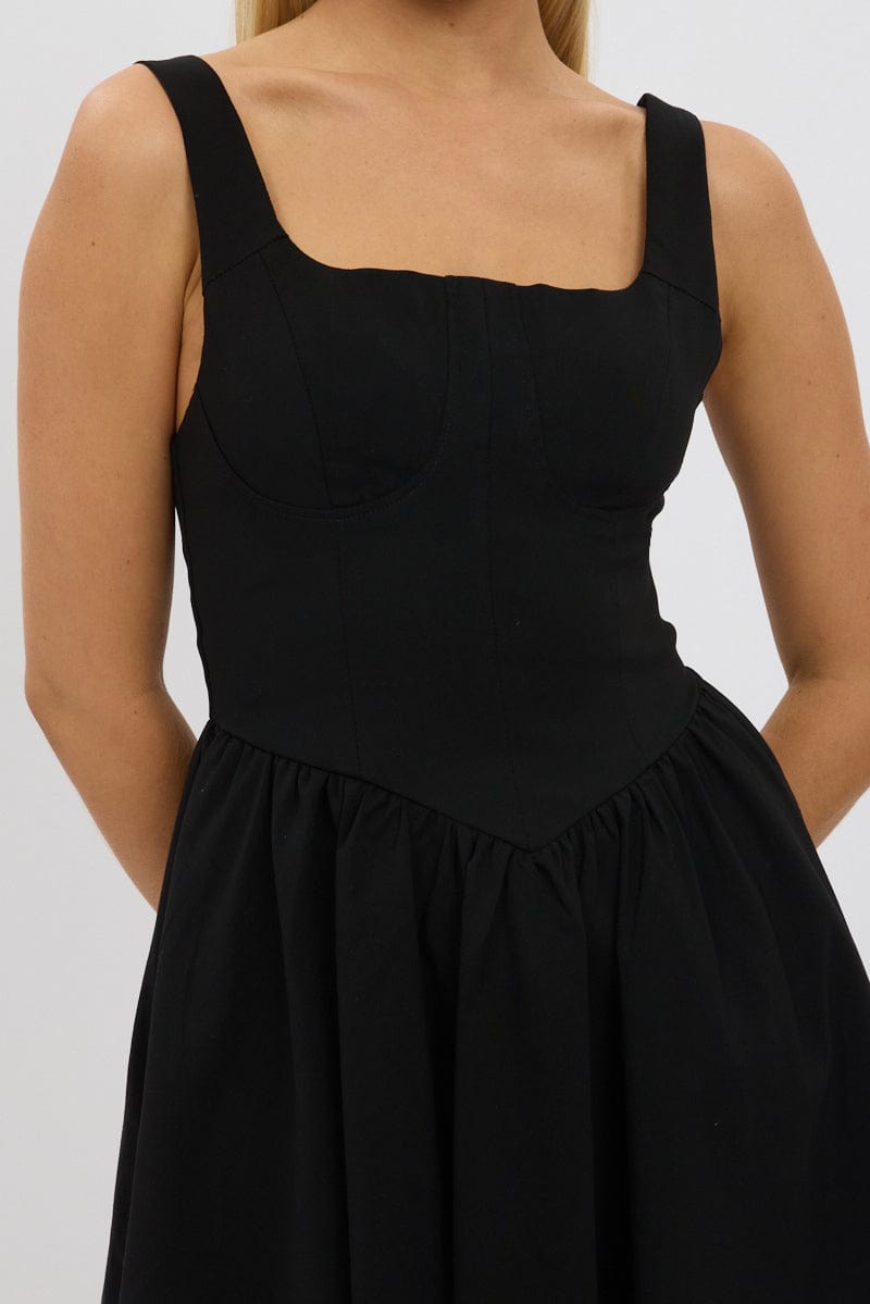 Black Fit And Flare Dress Mini for Ally Fashion