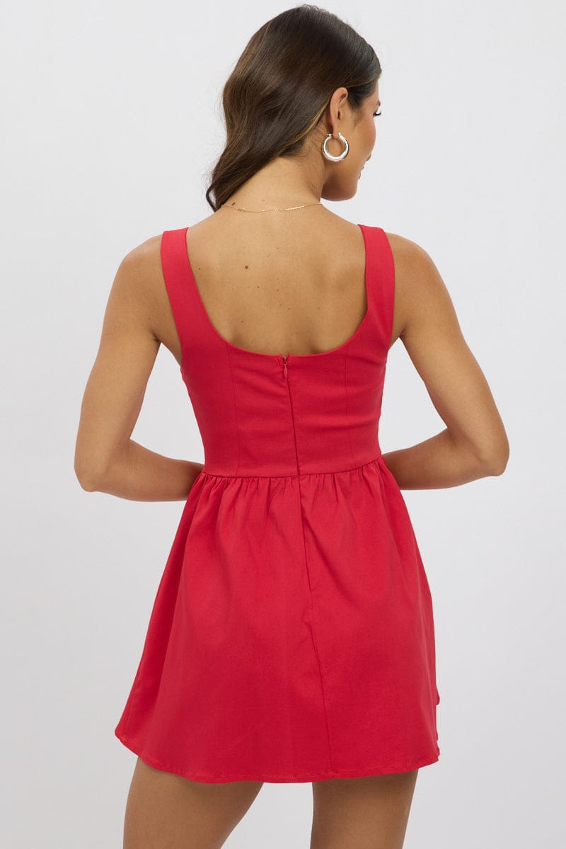 Red Fit And Flare Dress Mini for Ally Fashion