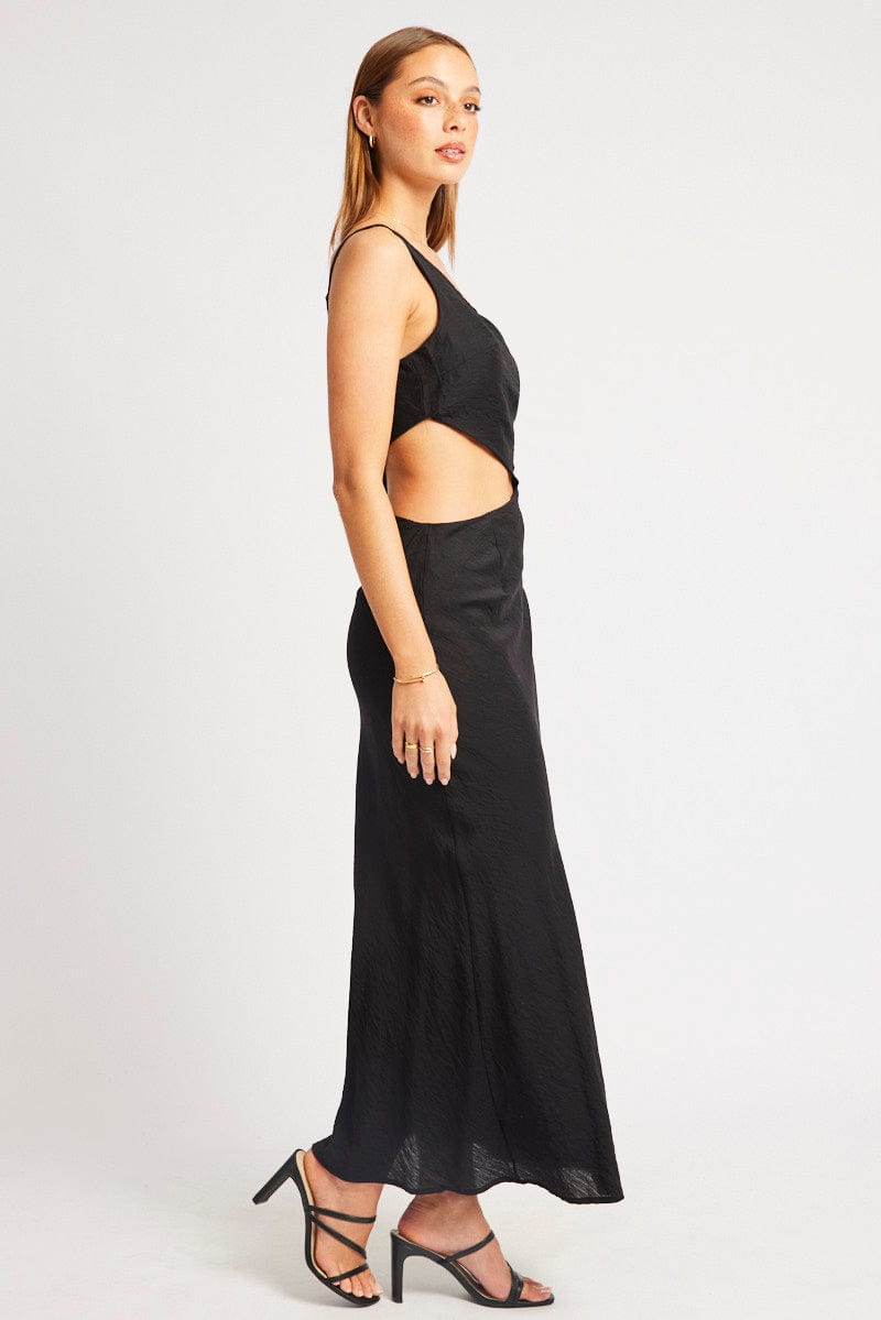 Black Maxi Dress Cut Out Detail for Ally Fashion