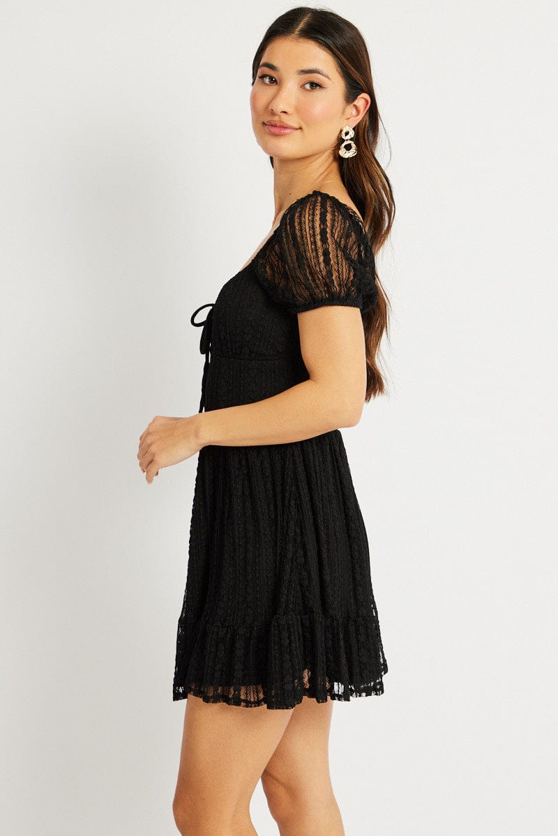 Black Fit And Flare Dress Mini Lace for Ally Fashion