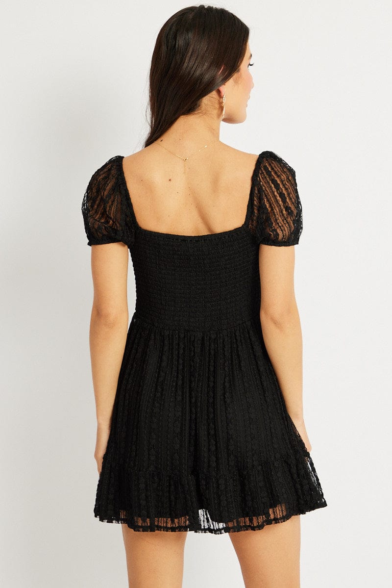 Black Fit And Flare Dress Mini Lace for Ally Fashion