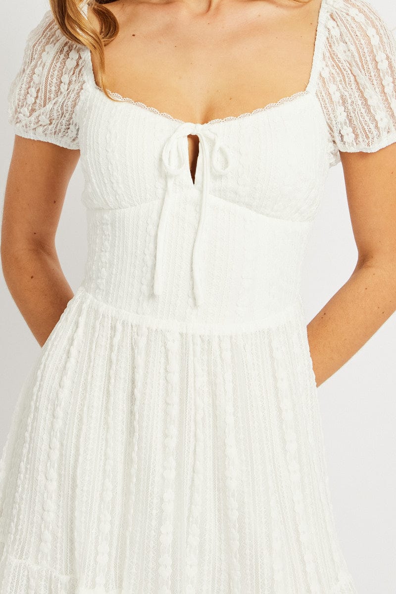 White Fit And Flare Dress Mini Lace for Ally Fashion