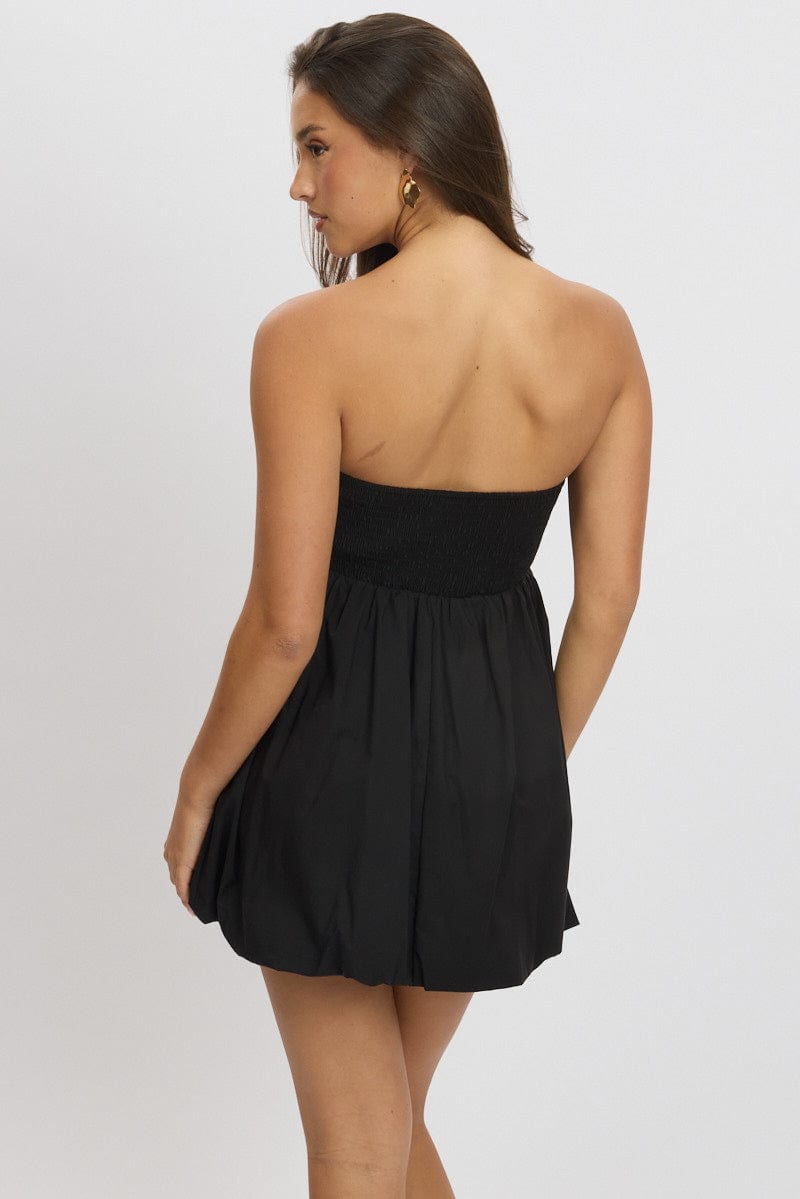 Black Bubble Mini Dress Strapless for Ally Fashion