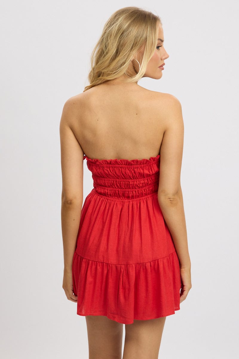 Red Strapless Dress Mini
