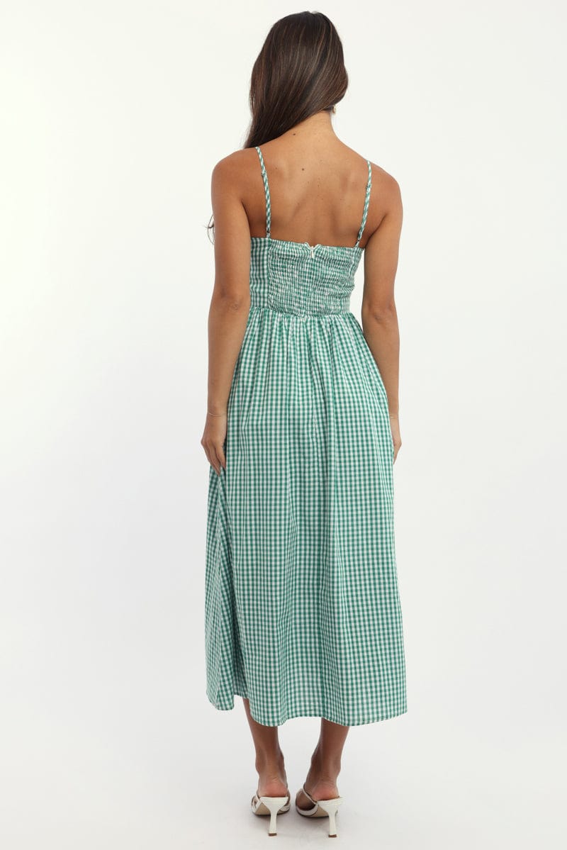 Green Check Maxi Dress Singlet | Ally Fashion Green Check Maxi Dress Singlet | Ally Fashion