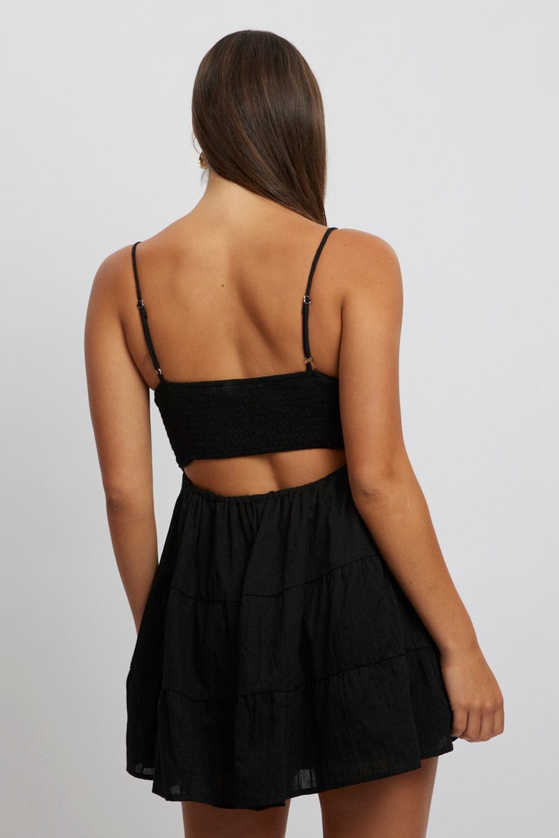Black Fit And Flare Dress Bead Embellishment Mini