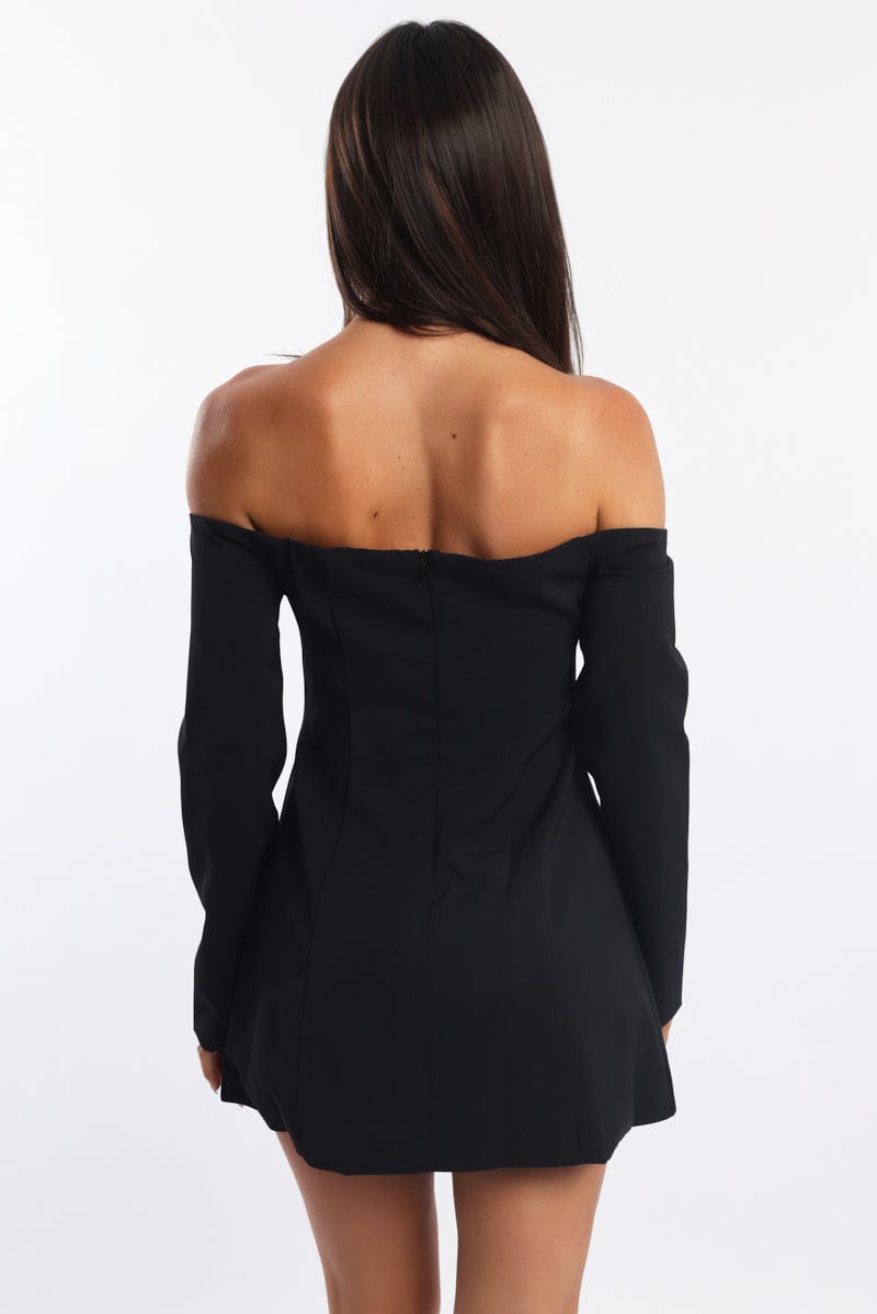 Black Off Shoulder Mini Dress Long Sleeve | Ally Fashion Black Off Shoulder Mini Dress Long Sleeve | Ally Fashion
