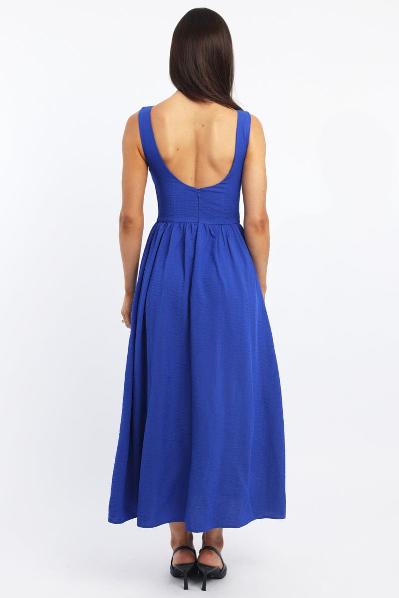 Blue Dropped Waist Maxi Dress | Ally Fashion Blue Dropped Waist Maxi Dress | Ally Fashion