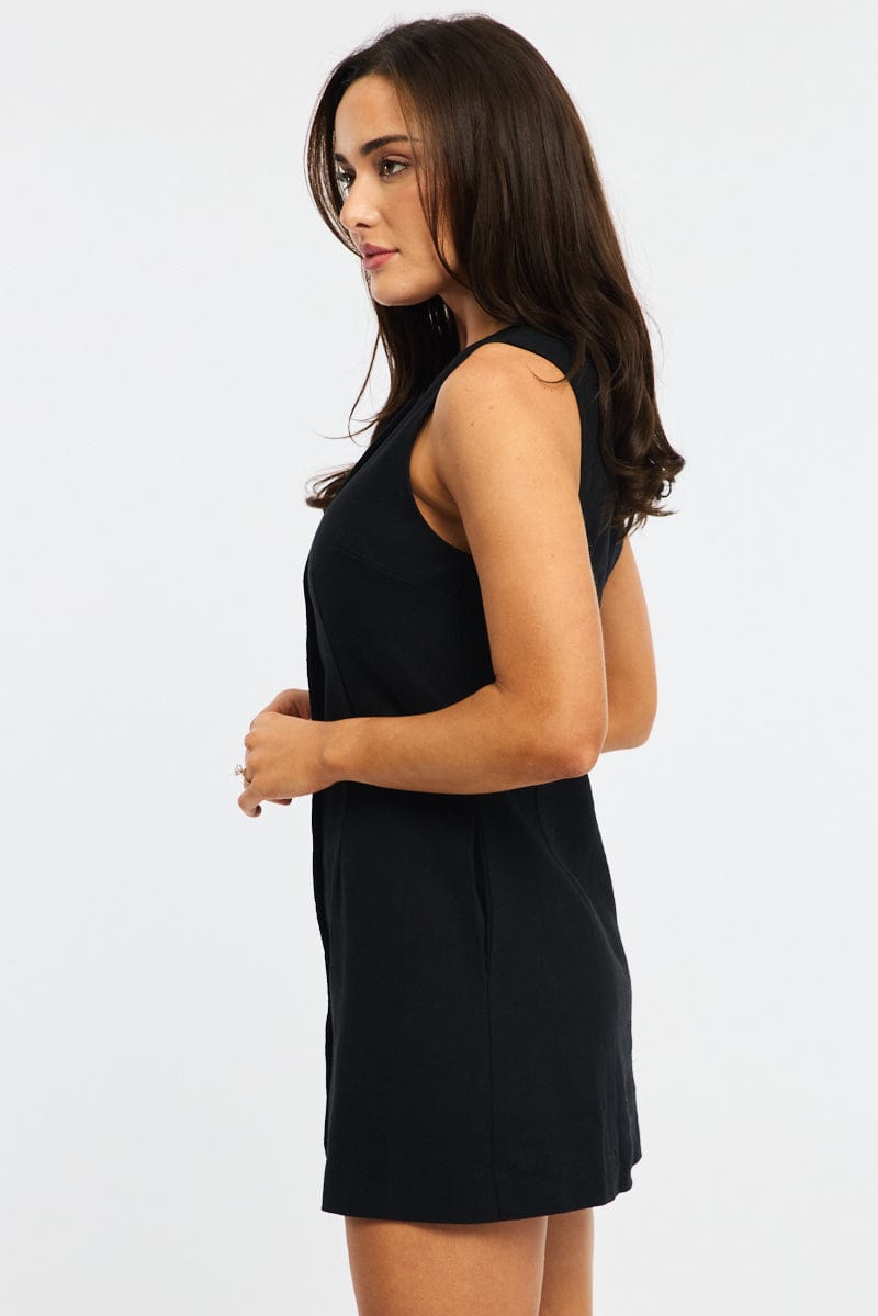 Black Mini Dress Button Down for Ally Fashion
