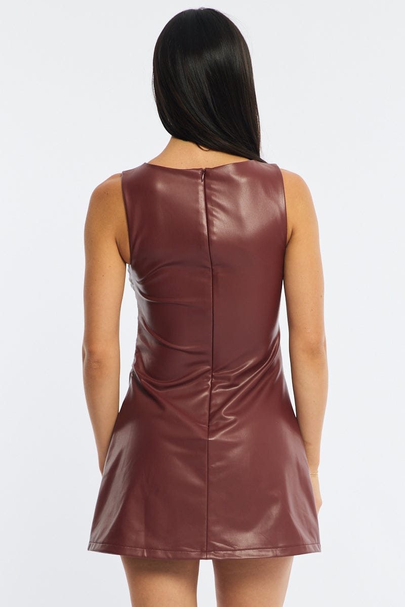 Red Mini Dress Round Neck for Ally Fashion