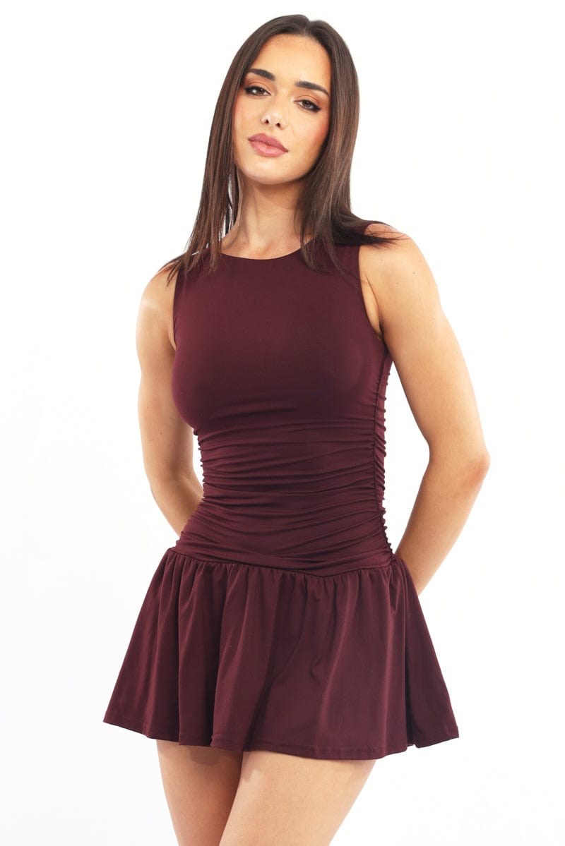 Red Mini Dress Drop Waist