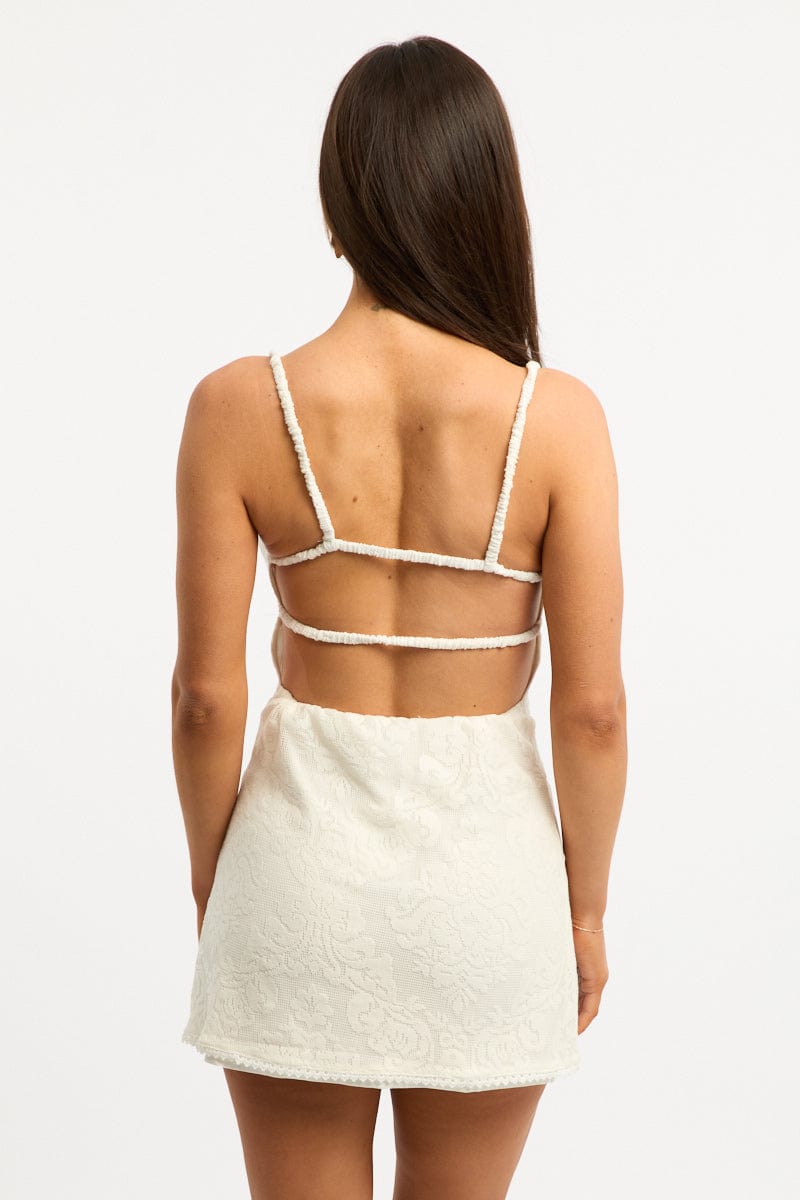White Mini Dress Backless Lace for Ally Fashion