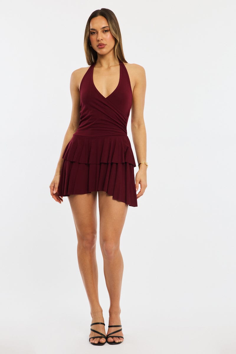 Red Halter Neck Mini Dress for Ally Fashion