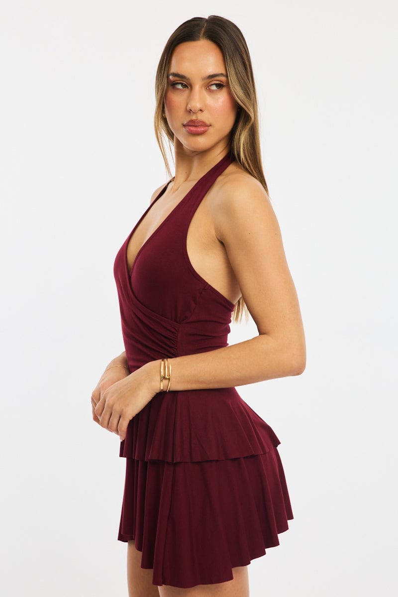 Red Halter Neck Mini Dress for Ally Fashion