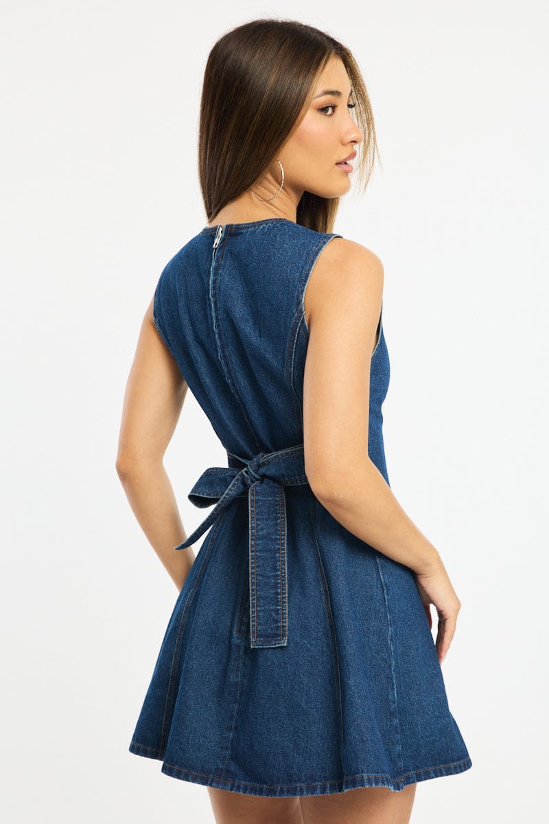 Blue Mini Dress Sleeveless for Ally Fashion
