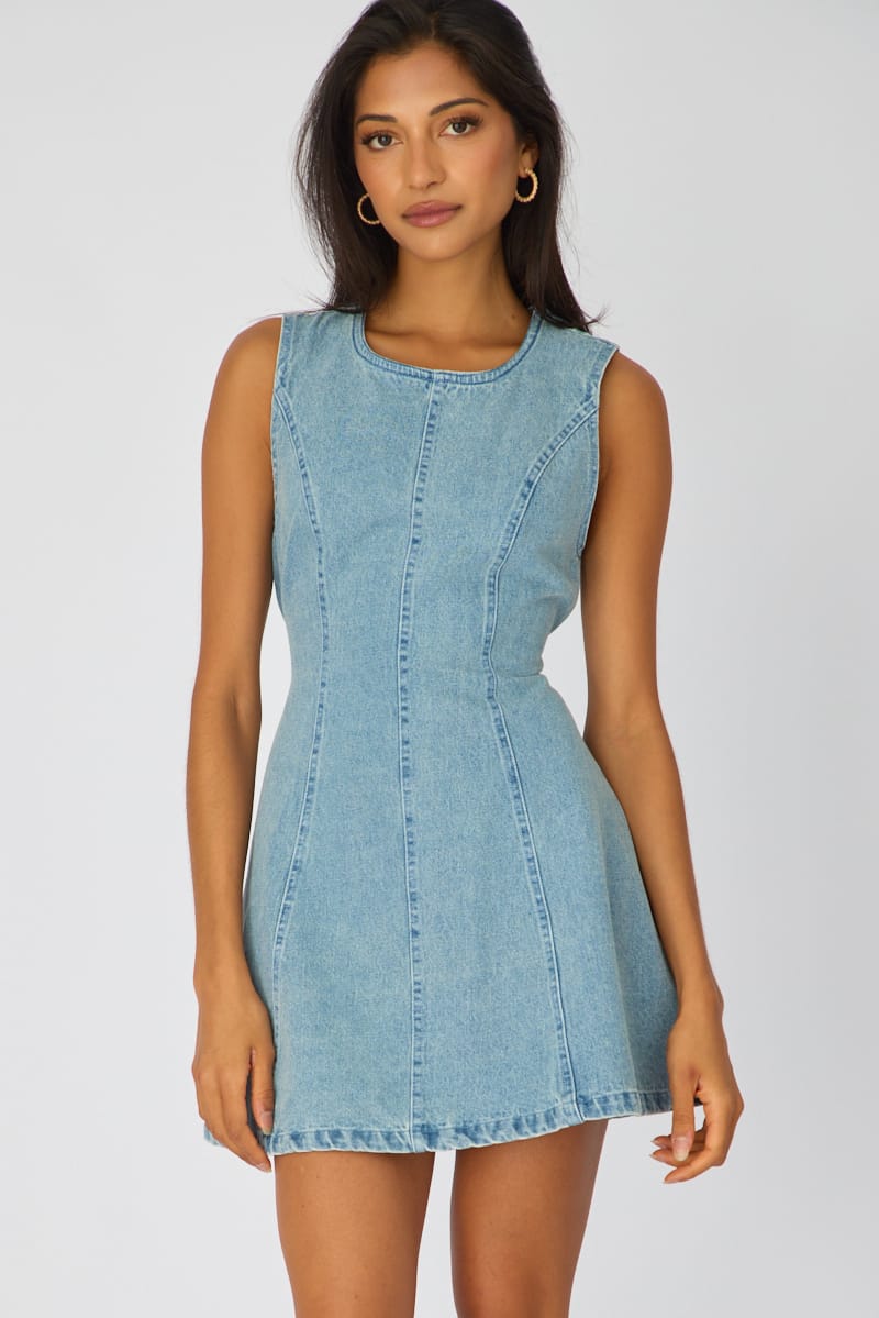 Denim Mini Dress Sleeveless for Ally Fashion