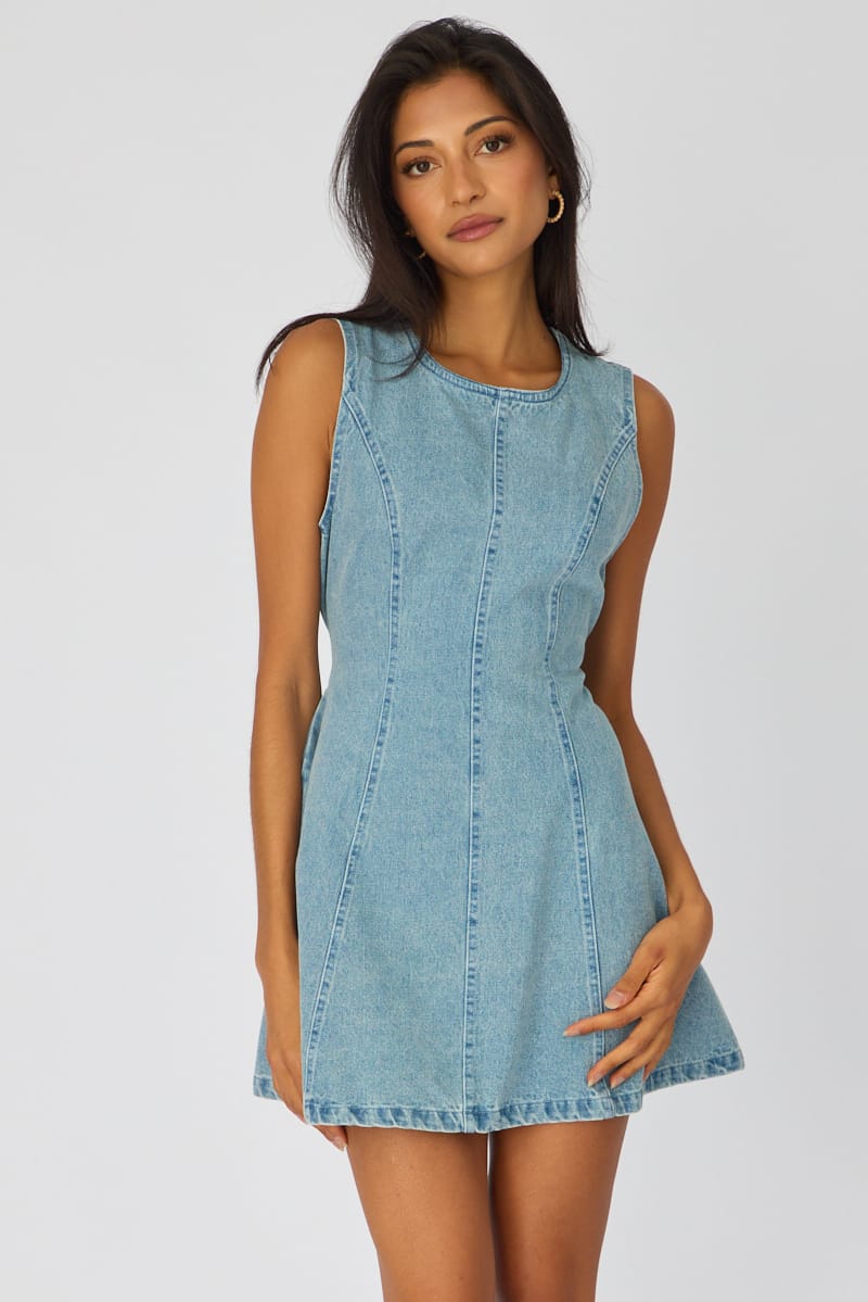 Denim Mini Dress Sleeveless for Ally Fashion