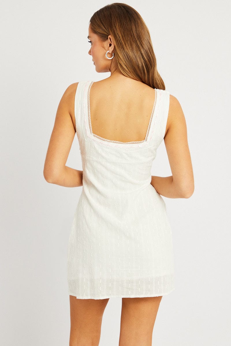 White Mini Dress Sleeveless for Ally Fashion