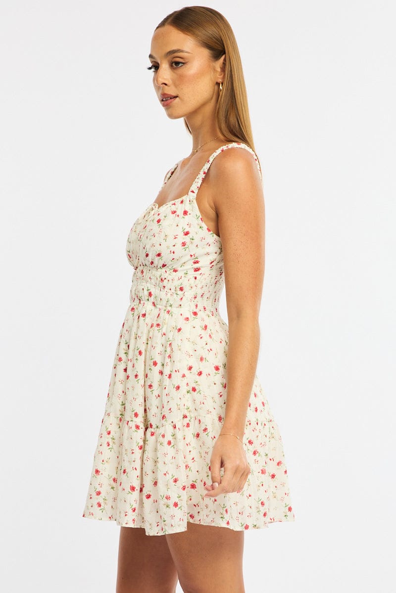 Red Ditsy Fit And Flare Dress Mini for Ally Fashion