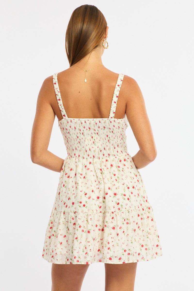 Red Ditsy Fit And Flare Dress Mini for Ally Fashion