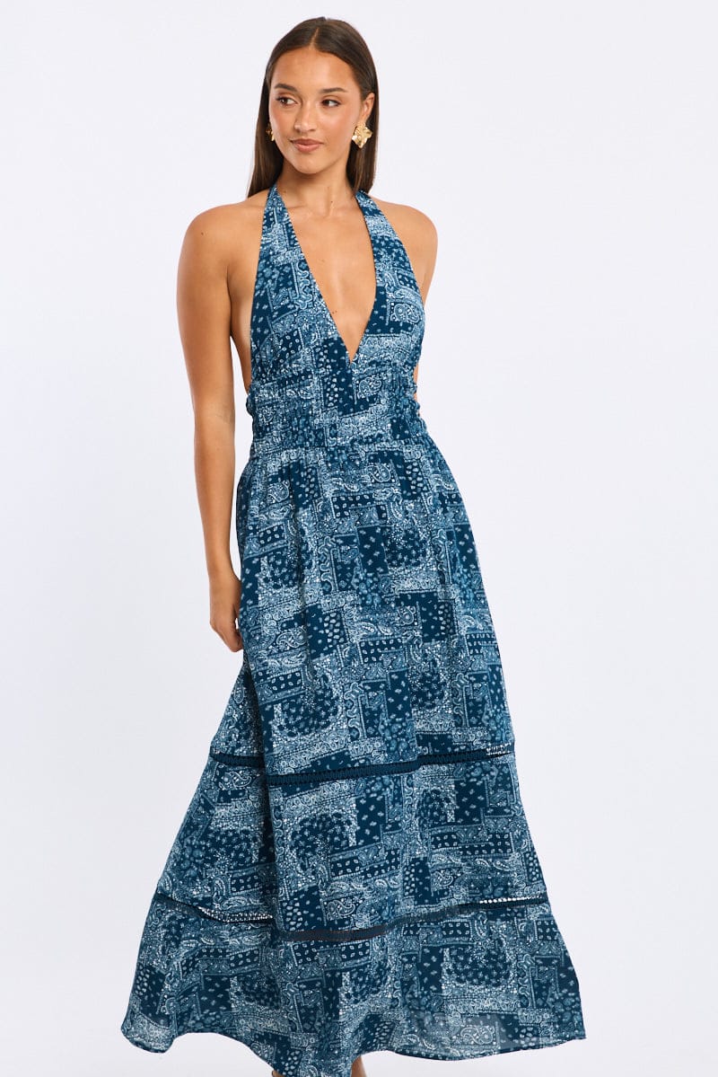 Blue Boho Maxi Dress Halter Neck Ally Fashion blue-boho-maxi-dress-halter-neck-ally-fashion