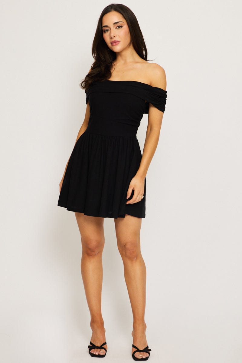 Black Off Shoulder Mini Dress