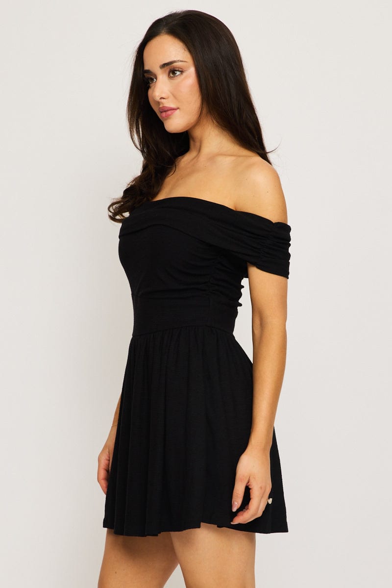 Black Off Shoulder Mini Dress