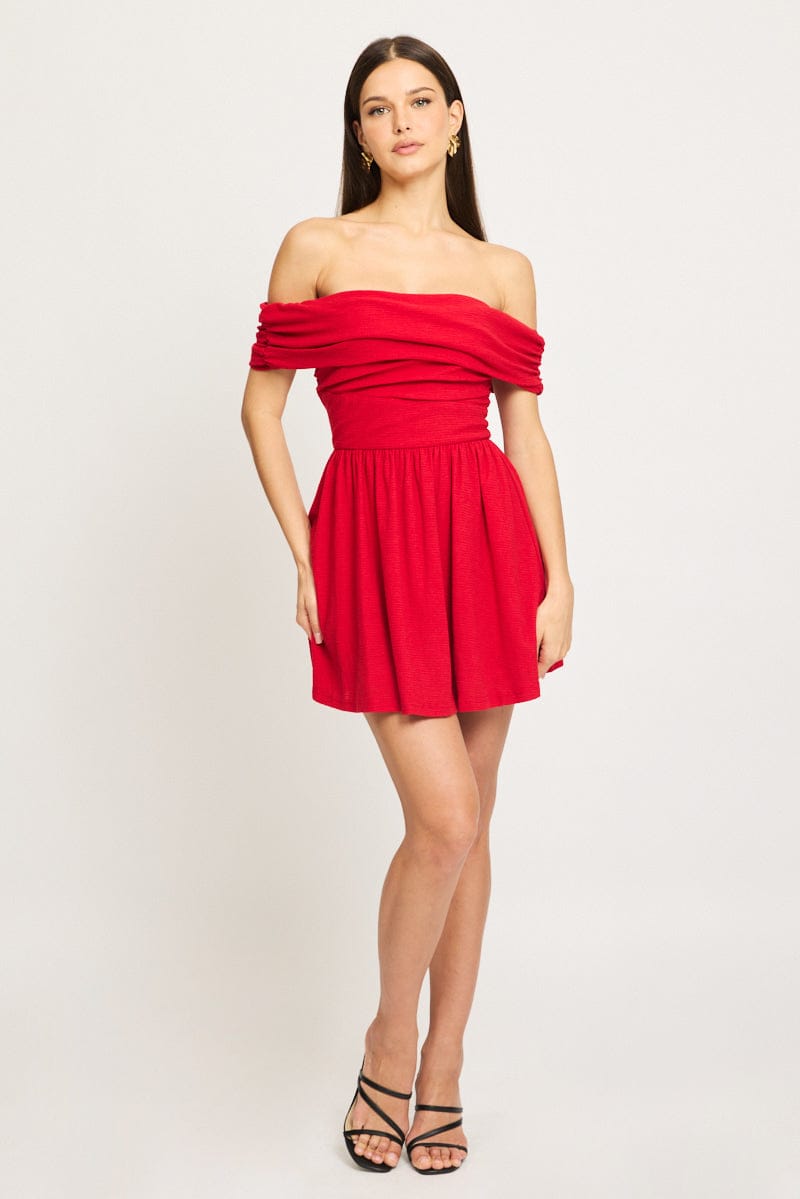 Red Off Shoulder Mini Dress for Ally Fashion