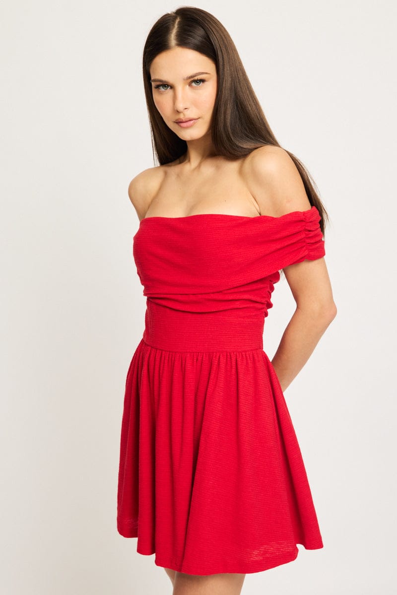 Red Off Shoulder Mini Dress for Ally Fashion