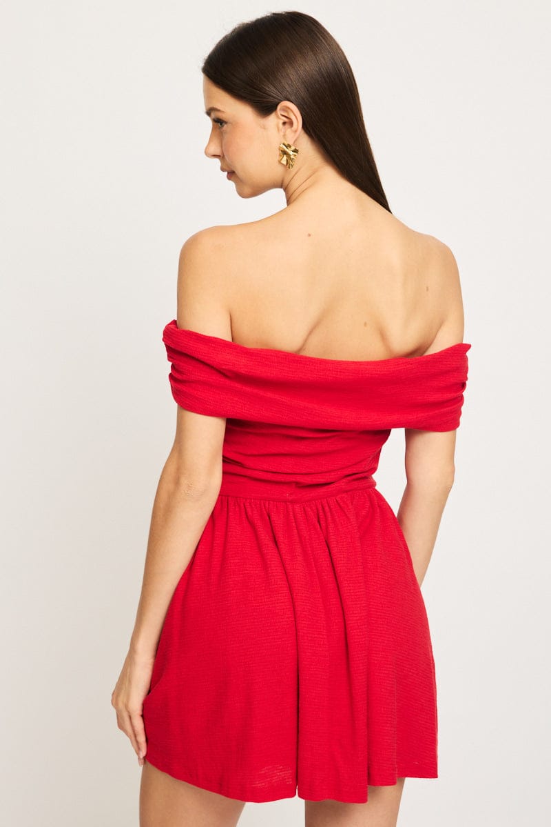 Red Off Shoulder Mini Dress for Ally Fashion