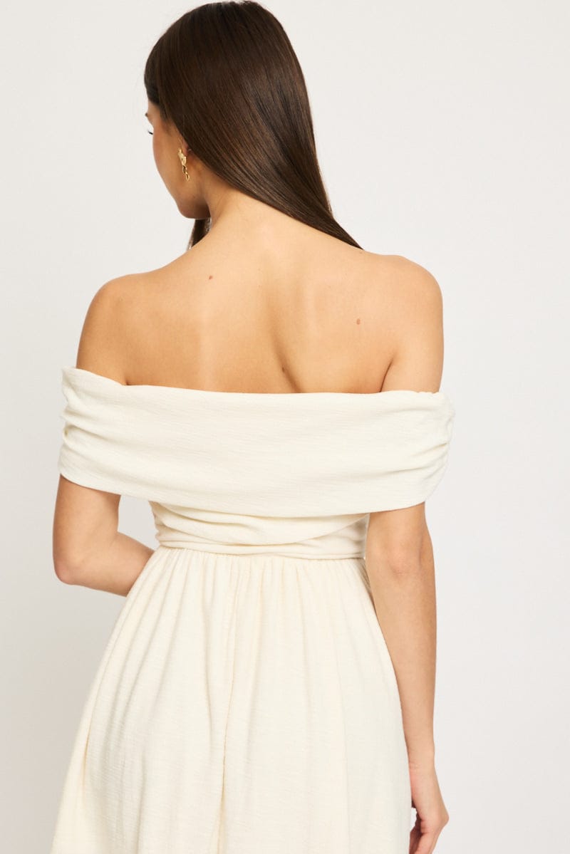 White Off Shoulder Mini Dress for Ally Fashion