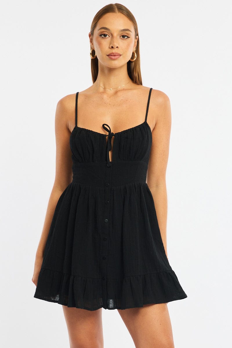 Black Fit And Flare Dress Mini for Ally Fashion