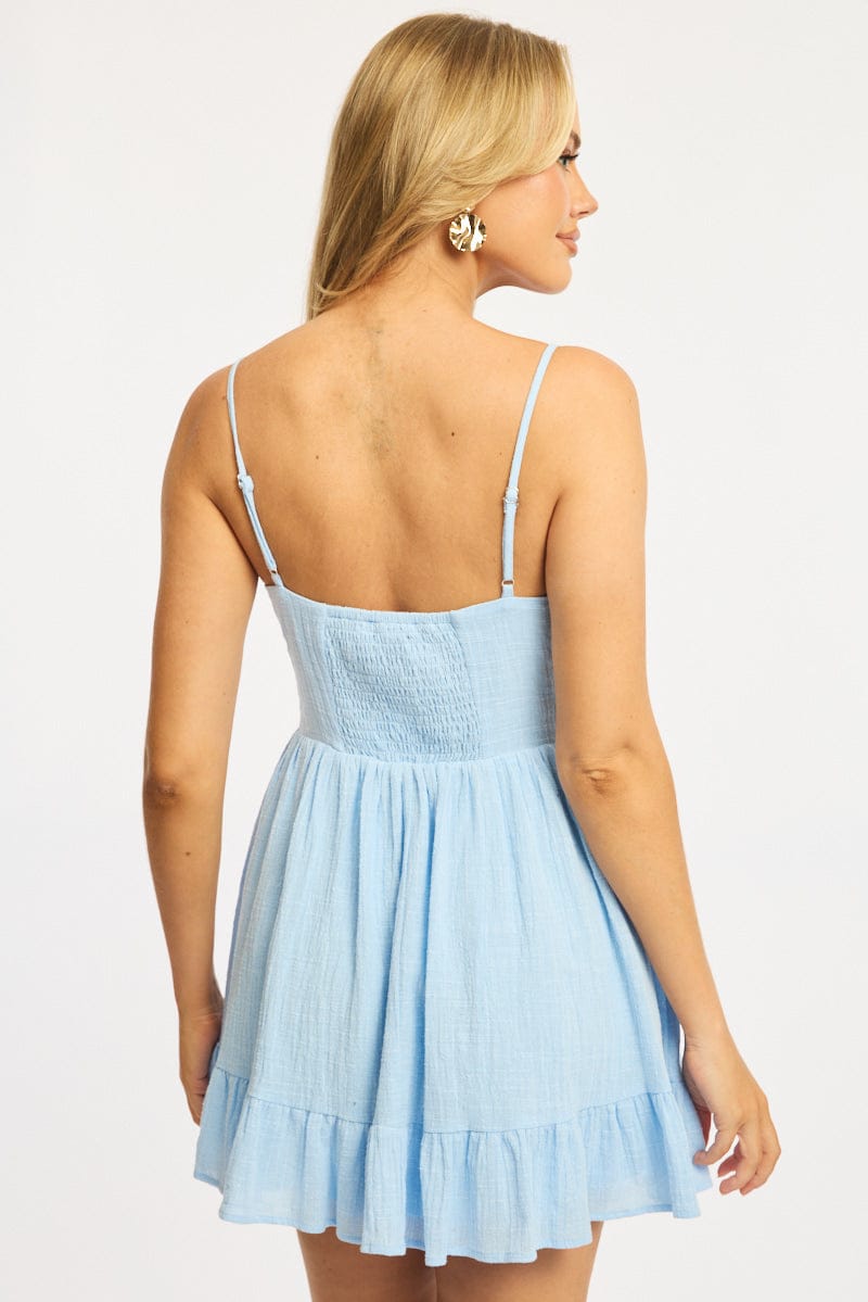 Blue Fit And Flare Dress Mini for Ally Fashion