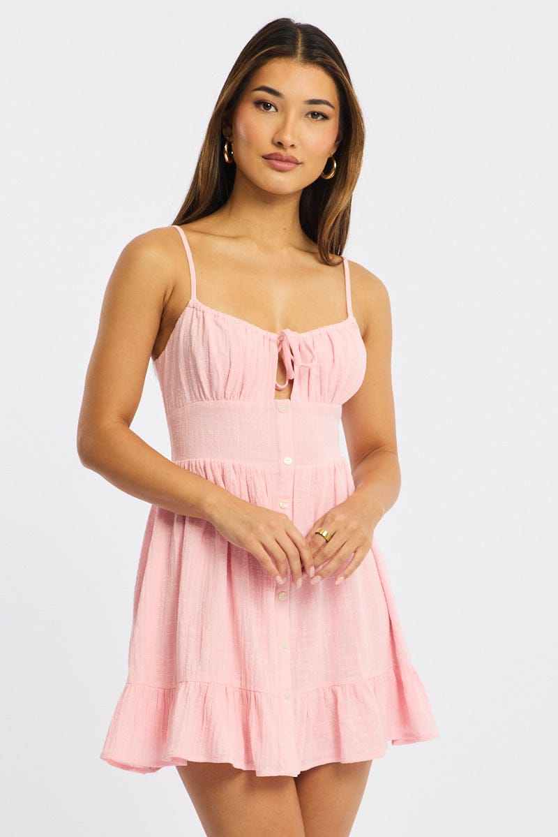 Pink Fit And Flare Dress Mini for Ally Fashion