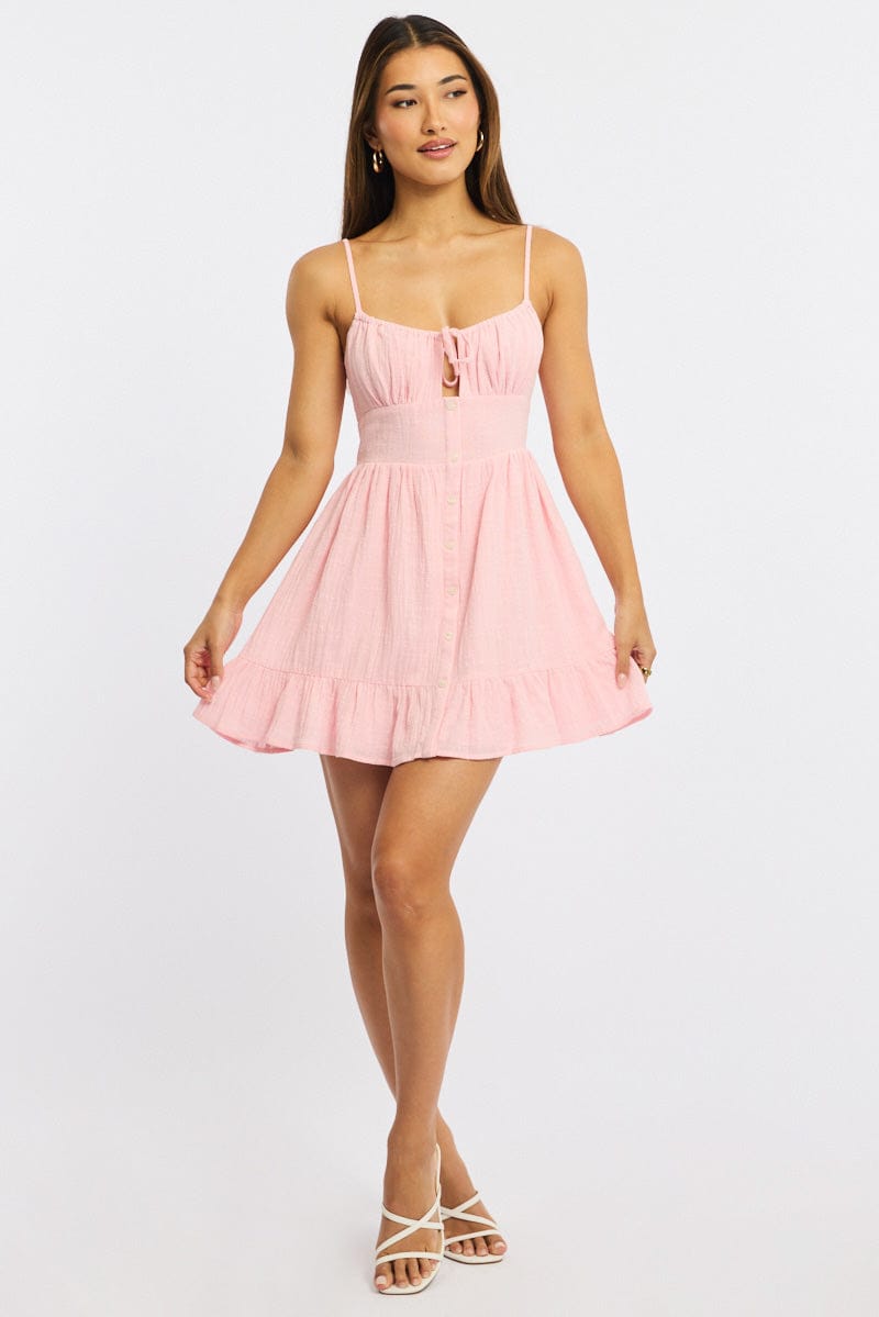 Pink Fit And Flare Dress Mini for Ally Fashion