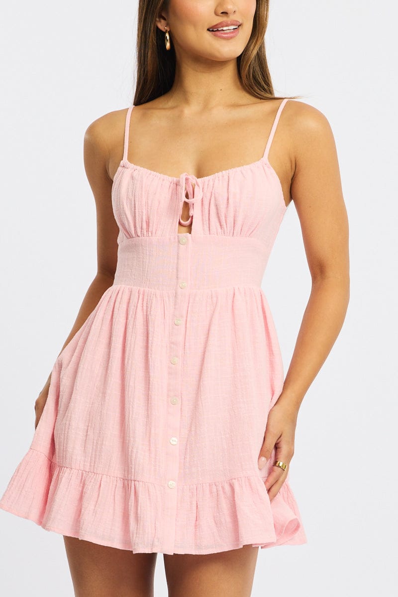 Pink Fit And Flare Dress Mini for Ally Fashion