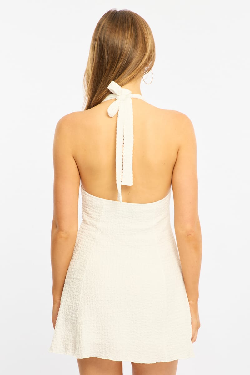 White Halter Neck Dress Mini | Ally Fashion White Halter Neck Dress Mini | Ally Fashion